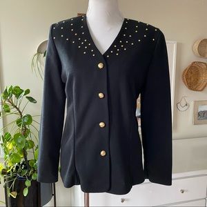 Vintage NWT Sunshine/Starshine by Halmode Blazer Black Gold Buttons
